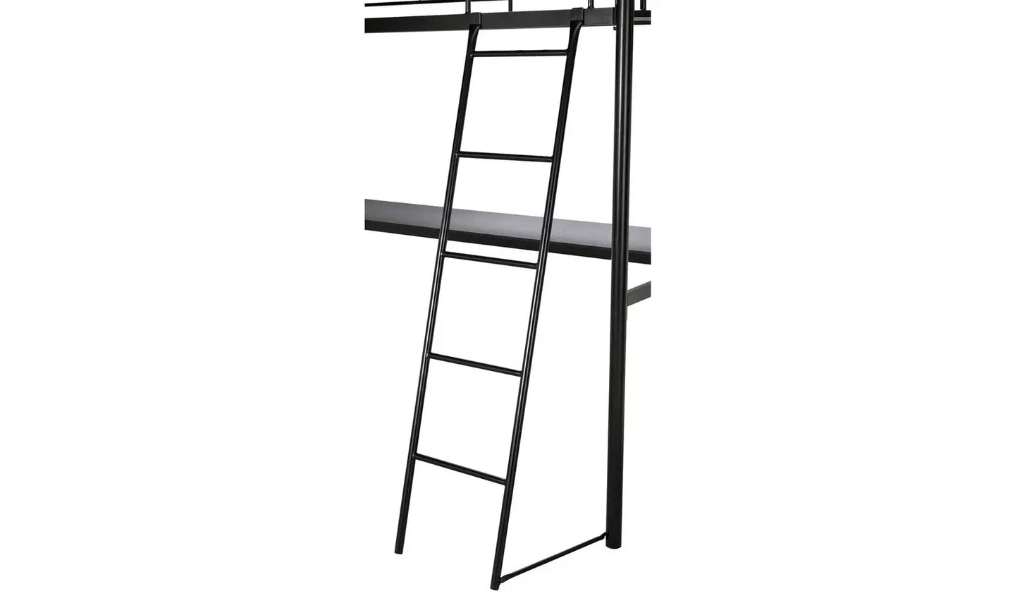 Habitat Riley High Sleeper Metal Bed Frame & Desk - Black